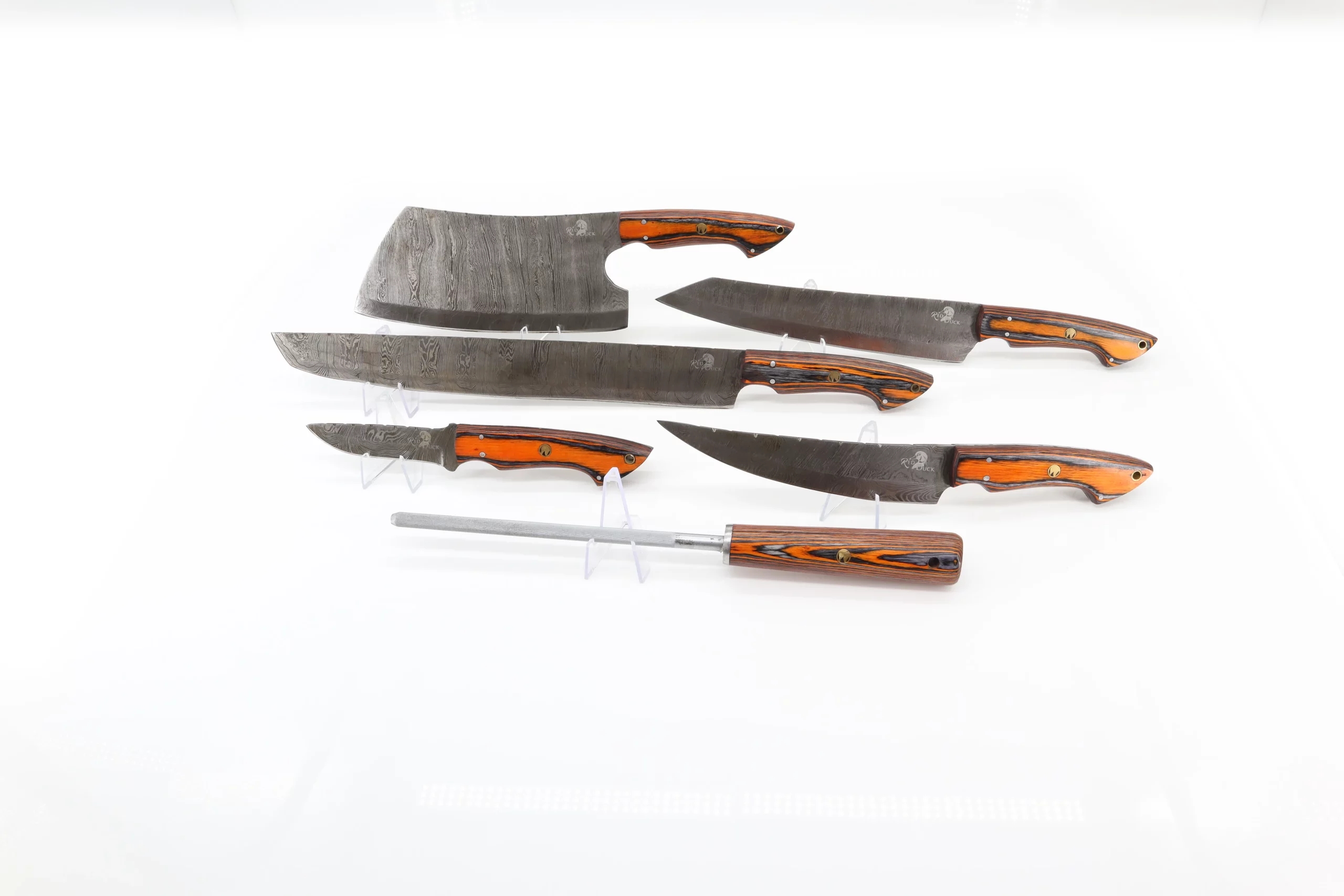 BBQ 6pc Cutlery Set - Damascus - Orange